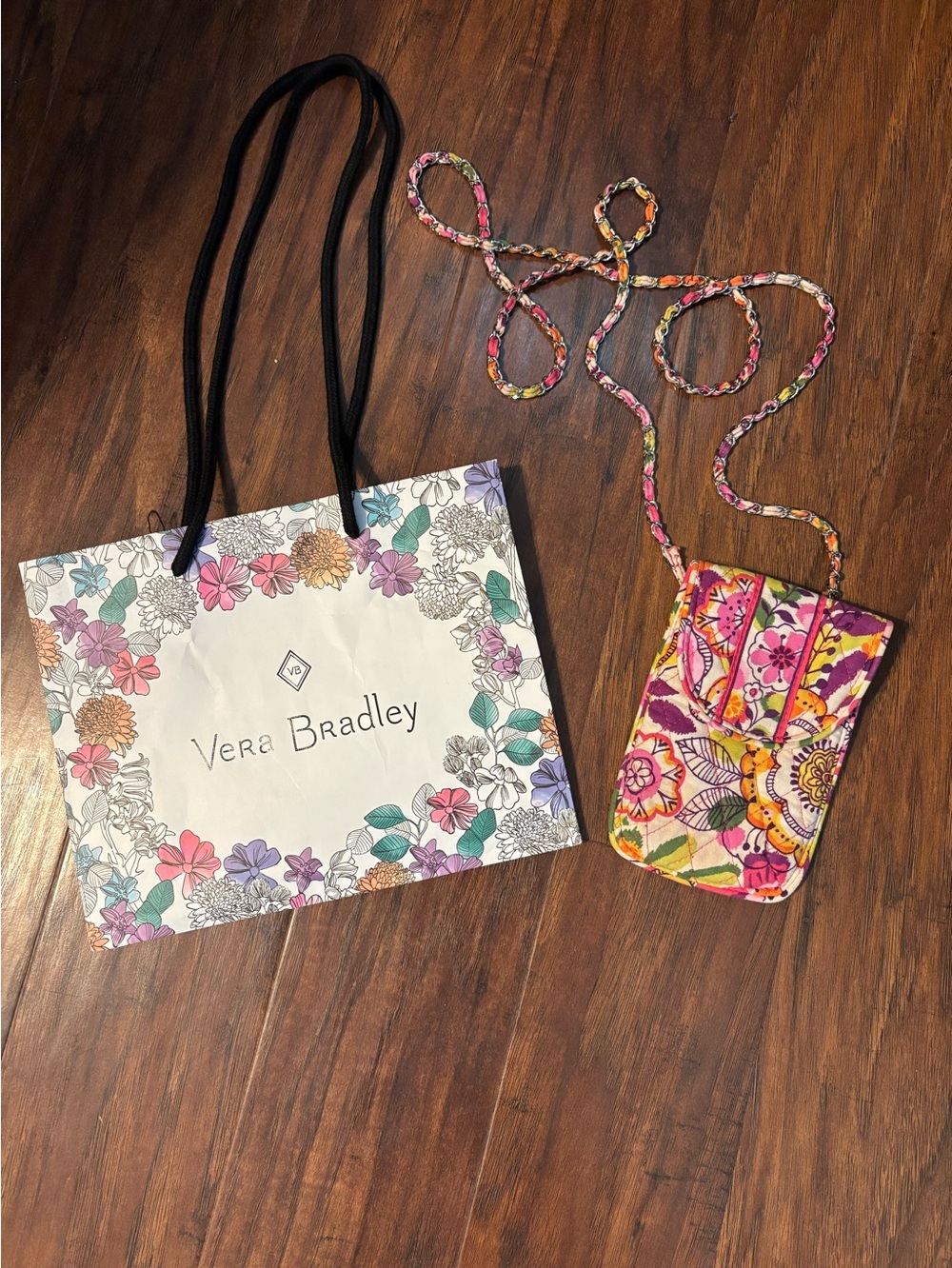 Vera Bradley Quilted Floral Phone Crossbody Bag Chain Strap - With Gift Bag